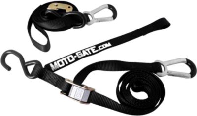 MOTO GATE TIEDOWNS W/CARABINER & SOFT TIE - BLACK