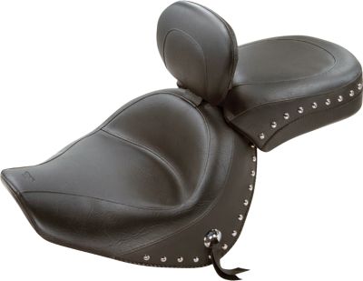 MUSTANG WIDE TOURING STUDDED SEAT 2 PIECE WITH BACKREST - Cruiser Parts 