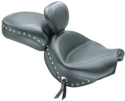 MUSTANG WIDE TWO-PIECE TOURING SEAT WITH BACKREST - STUDDED - Cruiser Seats