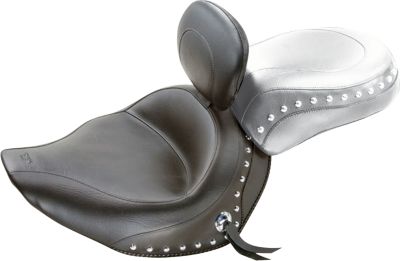 MUSTANG WIDE SOLO TOURING STUDDED SEAT WITH BACKREST - Cruiser Parts 