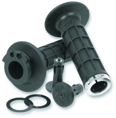 ODI MOTOCROSS HALF-WAFFLE LOCK-ON GRIPS - BLACK - Motocross & Dirt Bike Grips 