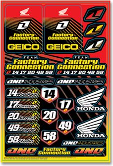 2012 ONE INDUSTRIES GEICO POWERSPORTS DECAL SHEET - HONDA - ATV Graphics And Decals
