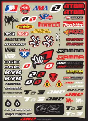 2012 ONE INDUSTRIES HELMET LOGOS DECAL SHEET - ATV Graphics And Decals