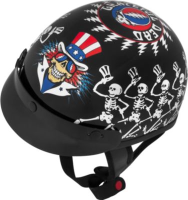 RIVER ROAD GRATEFUL DEAD HELMET - DANCING SKELETONS -  Half Shell Cruiser Helmets 