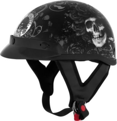 RIVER ROAD GRATEFUL DEAD HELMET - SKULLS & ROSES -  Half Shell Cruiser Helmets 