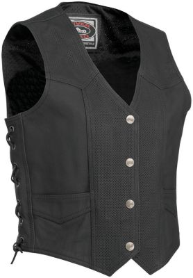 RIVER ROAD WOMEN'S VAPOR PERFORATED LEATHER VEST -  Cruiser Riding Vests 