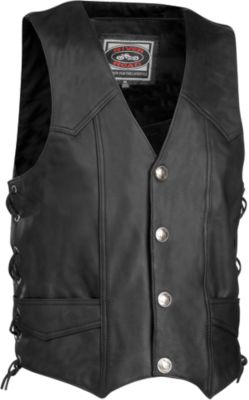RIVER ROAD WYOMING LEATHER VEST -  Cruiser Riding Vests 