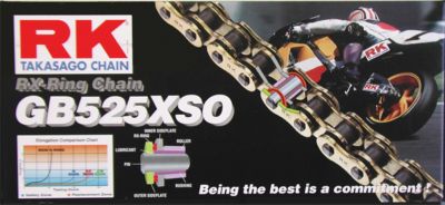 RK 525 XSO X-RING GOLD RACE CHAIN - 120 LINKS -  Cruiser Drive Train 