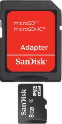 SANDISK MICRO SD MEMORY CARD 8GB WITH SD ADAPTER - ATV Helmet Cameras