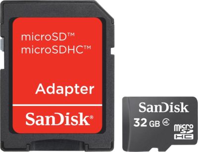 SANDISK MICRO SD 32GB MEMORY CARD WITH SD ADAPTOR - Utility ATV Helmet Cameras
