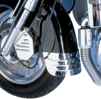 SHOW CHROME FRONT FENDER EXTENSION RIBBED - Cruiser Fender Accessories