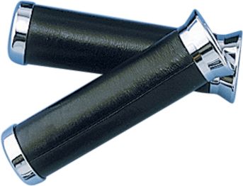 SHOW CHROME BLACK LEATHER GRIPS - Cruiser Hand Controls