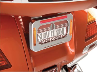 SHOW CHROME LICENSE PLATE HOLDER WITH LED BRAKE LIGHT AND TURN SIGNALS - Cruiser License Plate