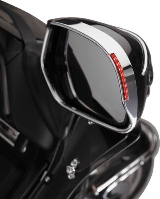 SHOW CHROME LED VISORED MIRROR TRIM - RED - Cruiser Accent Lighting