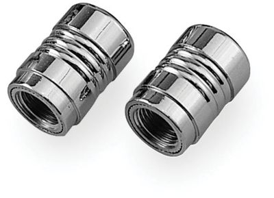 SHOW CHROME VALVE STEM COVERS - RIBBED - Cruiser Valve Caps