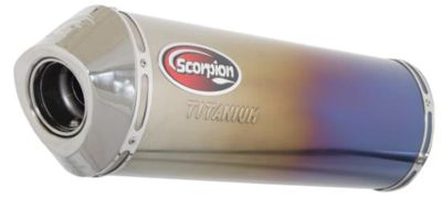 SCORPION EXHAUST RED POWER OVAL SLIP-ON EXHAUST - FLAME TITANIUM WITH STAINLESS END CAP