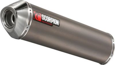 SCORPION EXHAUST RED POWER OVAL SLIP-ON EXHAUST - SATIN TITANIUM - 