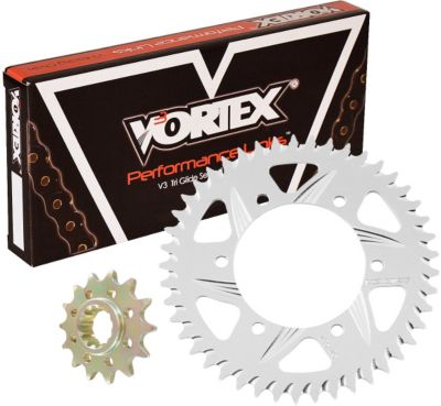 VORTEX SPROCKET & CHAIN KIT 525 - SILVER - 