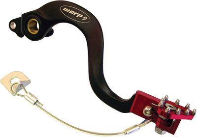 WARP 9 BILLET BRAKE PEDAL - MATTE BLACK WITH RED FLEX TIP -  Dirt Bike Brake Pedals / Motocross Brake Pedals 