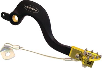 WARP 9 BILLET BRAKE PEDAL - MATTE BLACK WITH YELLOW FLEX TIP -  Dirt Bike Brake Pedals / Motocross Brake Pedals 