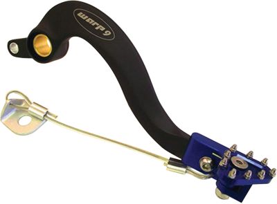 WARP 9 BILLET BRAKE PEDAL - MATTE BLACK WITH BLUE FLEX TIP -  Dirt Bike Brake Pedals / Motocross Brake Pedals 