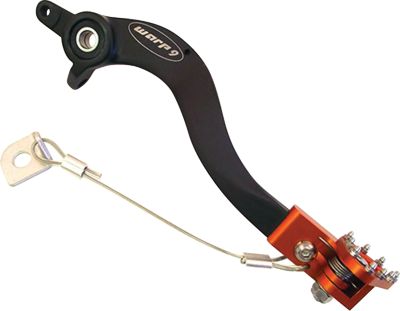 WARP 9 BILLET BRAKE PEDAL - MATTE BLACK WITH ORANGE FLEX TIP -  Dirt Bike Brake Pedals / Motocross Brake Pedals 