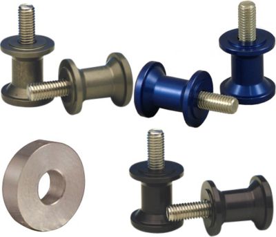 WOODCRAFT ALUMINUM SWINGARM SPOOLS WITH 8MM SPACER -  Motorcycle Swingarm Spools 