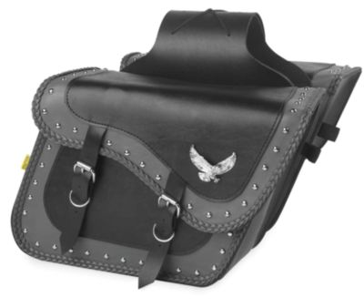 WILLIE & MAX GRAY THUNDER STUDDED SLANT SADDLEBAGS - SUPER