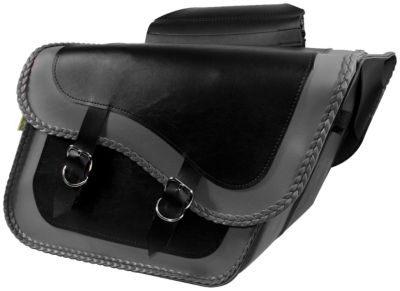 WILLIE & MAX GRAY THUNDER BRAIDED SADDLEBAG - SLANT FLEETSIDE -  Cruiser Saddle Bags 