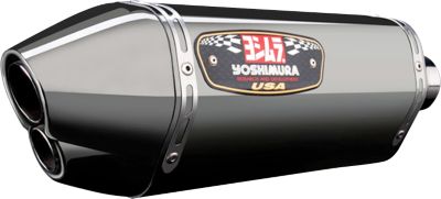YOSHIMURA R-77D DUAL OUTLET SLIP-ON EXHAUST - STAINLESS STEEL WITH STAINLESS END CAP