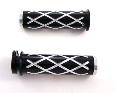 YANA SHIKI STRAIGHT CRISS CROSS W/FLAT END GRIPS - BLACK - Motorcycle Controls Clearance