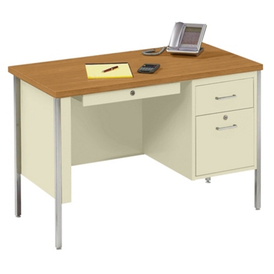 Compact Single Pedestal Metal Desk 45" x 24", 11969