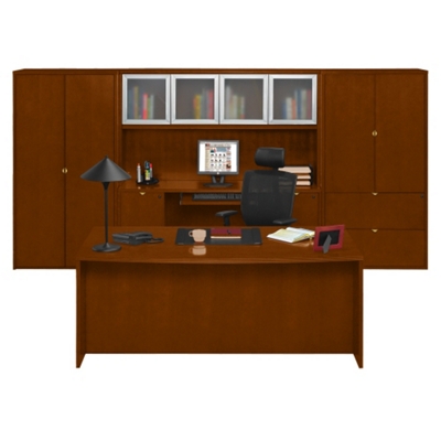 Fairbanks Executive Bowfront Desk with Storage Wall, 13355