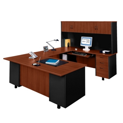 U-Desk with Right Bridge and Hutch, 15267