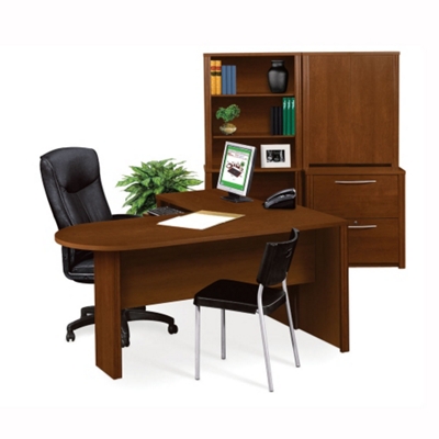 Conference L-Shape Desk with Storage and File Cabinets, 15315