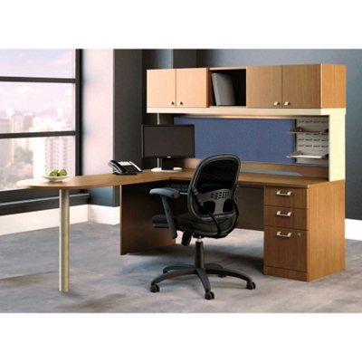L Desk with Left Peninsula and Hutch, 15812
