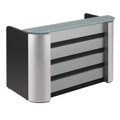 Reception Desk with Aluminum Accents and Glass Top, 15996