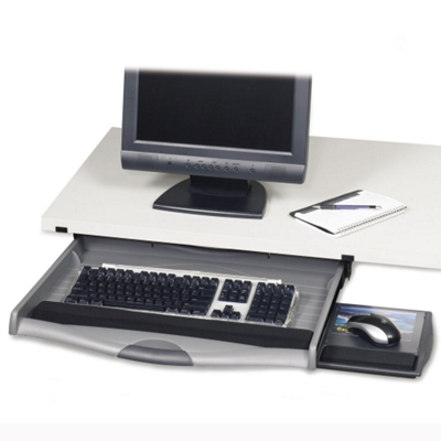 Keyboard Drawer with Slideout Mouse Tray