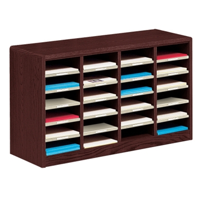 Woodgrain Laminate 24-Compartment Literature Organizer