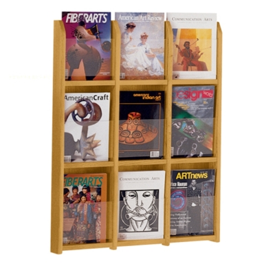 Wood Nine Pocket Magazine Rack