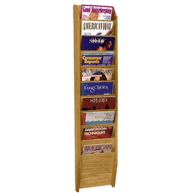 Wood Ten Pocket Magazine Rack, 33103