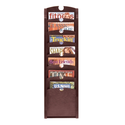 7-Pocket Wood Front Magazine Rack, 33353