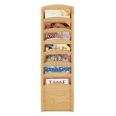 7-Pocket Wood Front Magazine Rack, 33373