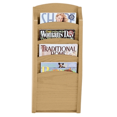4-Pocket Wood Front Magazine Rack, 33375