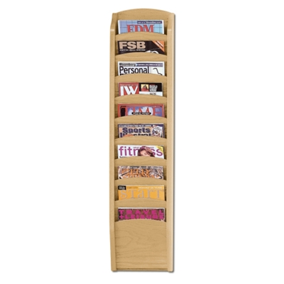 10-Pocket Wood Front Magazine Rack, 33376
