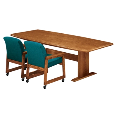 Solid Oak Boat Shape Conference Table - 96" x 42"