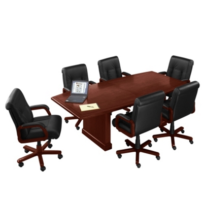 8' Conference Table with 6 Leather Chairs, 40828