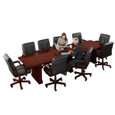 12' Conference Table with 10 Leather Chairs, 40829