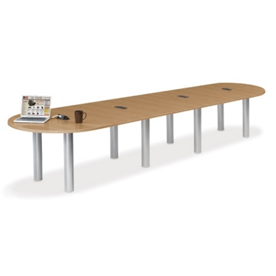 16' W Racetrack Conference Table with Data Ports, 40958