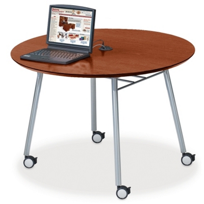Mobile 48" Round Conference Table with Data Port, 41484